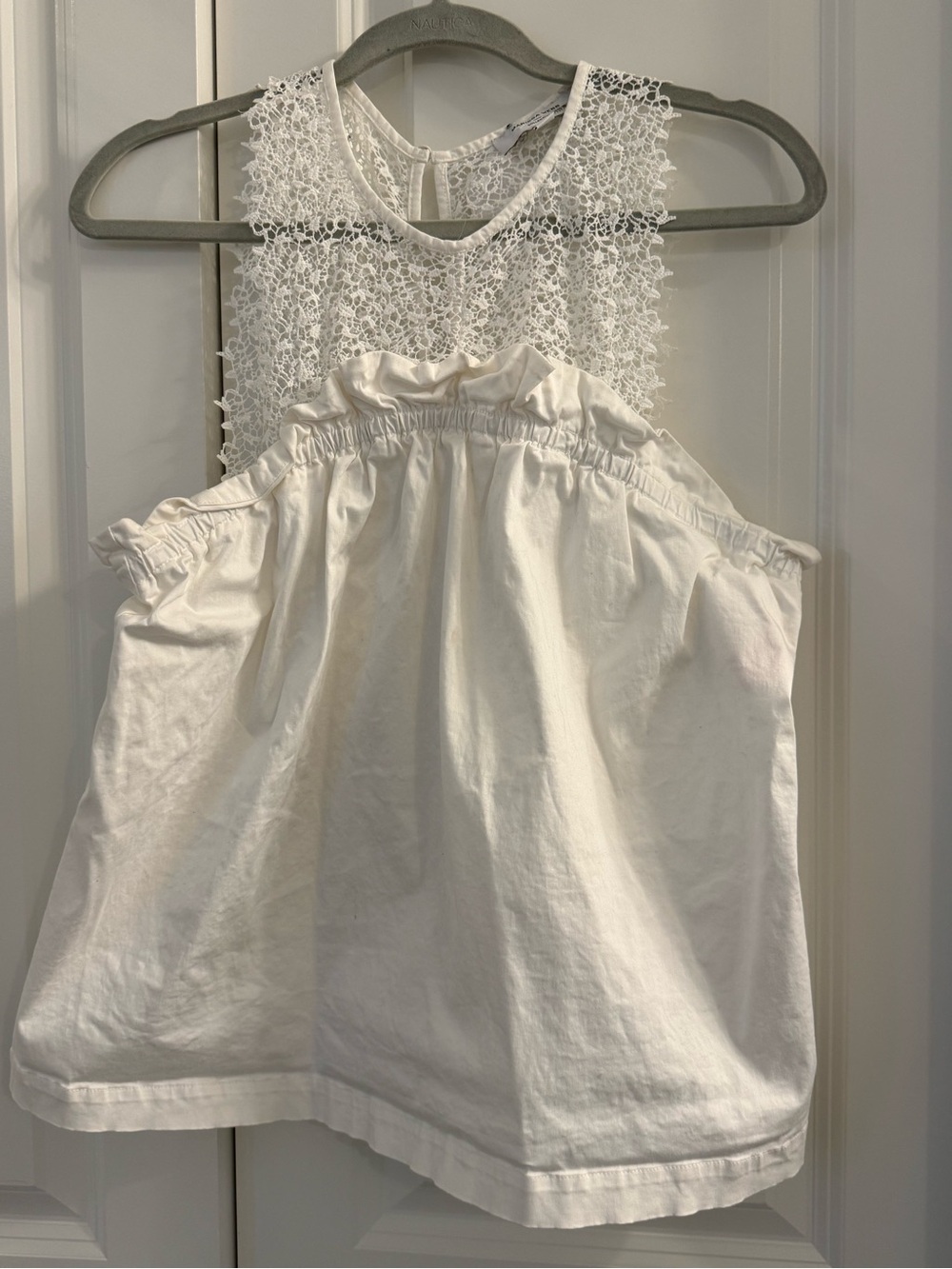 Marissa Webb White Lace-Yoke Tank Top